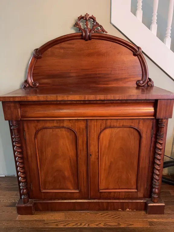 Carved Mahogany Sideboard With Spiral Columns