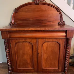 Carved Mahogany Sideboard With Spiral Columns