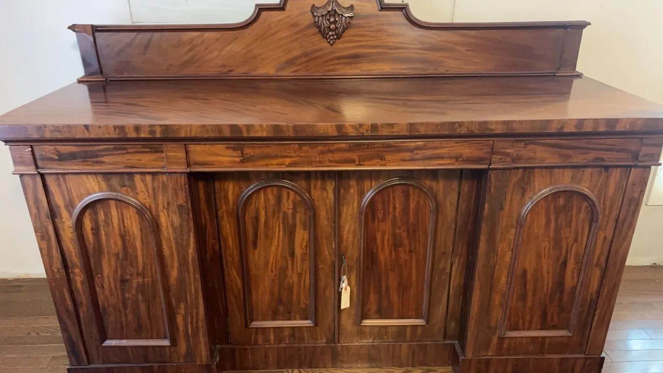 Mahogany Sideboard With Carved Back Panel