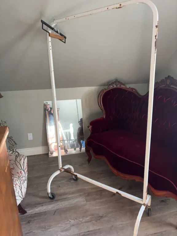 Vintage Metal Clothing Rack on Casters
