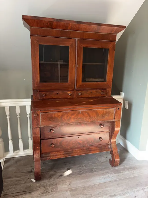 Empire Style Mahogany Secretary Bookcase