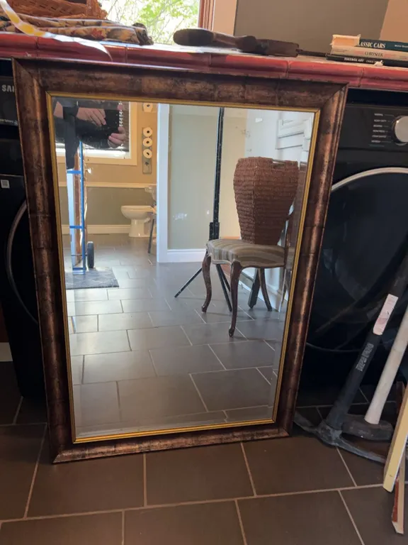 Rectangular Wall Mirror With Wood Frame