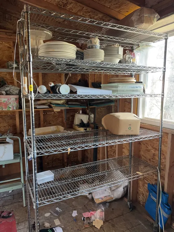 Large Metal Wire Rack with Mixed Contents