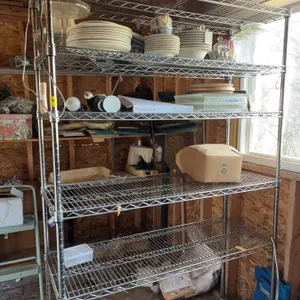 Large Metal Wire Rack with Mixed Contents