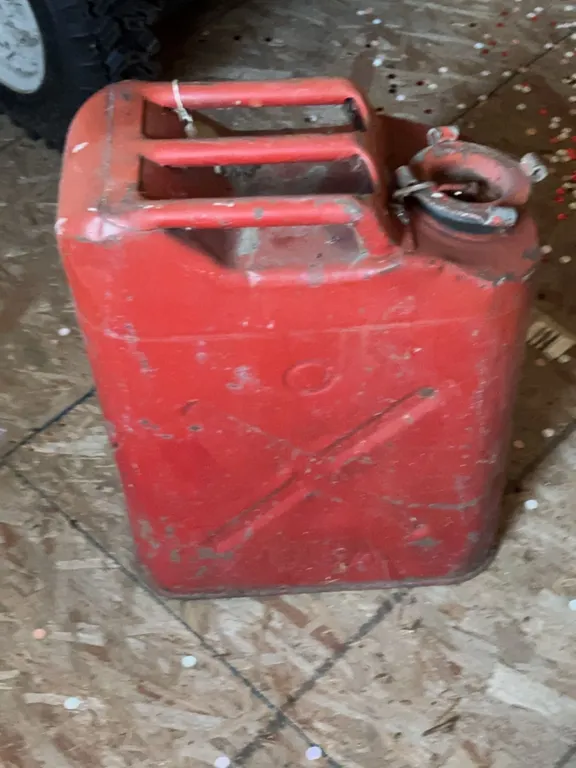 Red Metal Jerry Can Gasoline Fuel Container