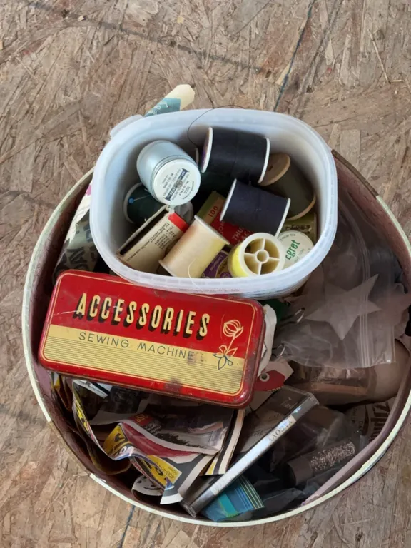 Sewing Machine Accessories Tin and Supplies