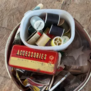 Sewing Machine Accessories Tin and Supplies