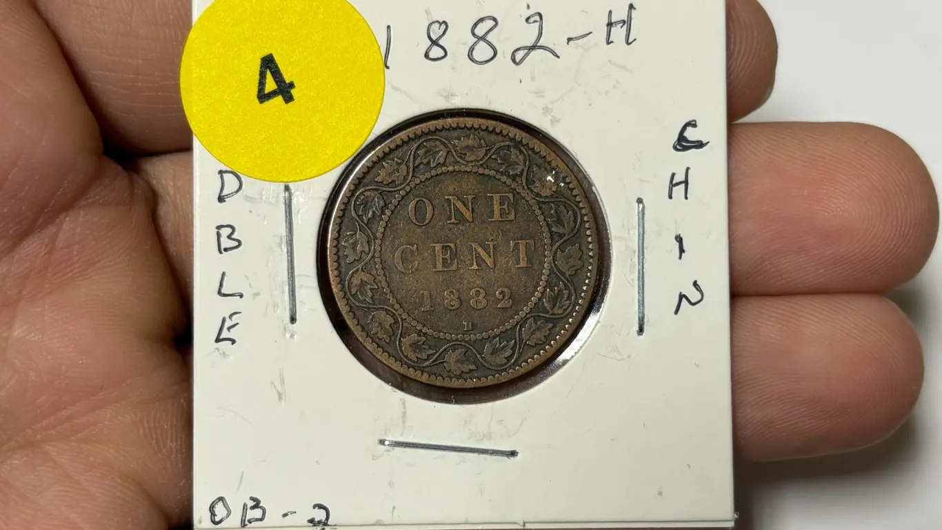 1882-H Canadian Large Cent,OB-2, DBLE CHIN
