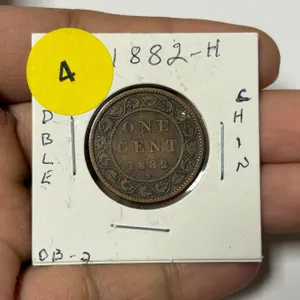 1882-H Canadian Large Cent,OB-2, DBLE CHIN