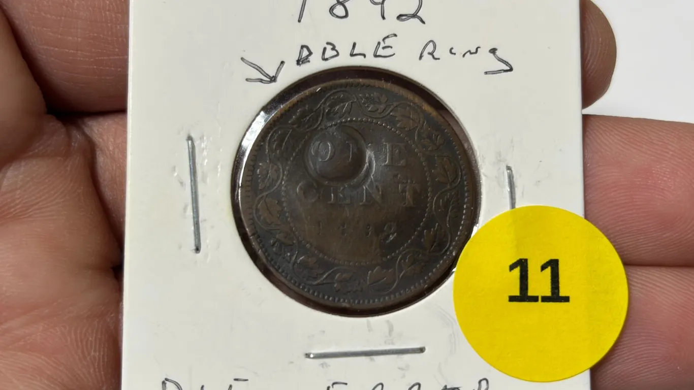 1892 Canadian Large Cent, Die Error, Dble Ring on O & N In ONE