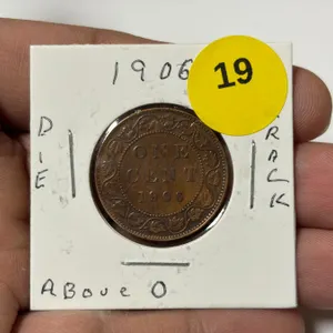 1906 Canadian Large Cent, Die Crack Above 0