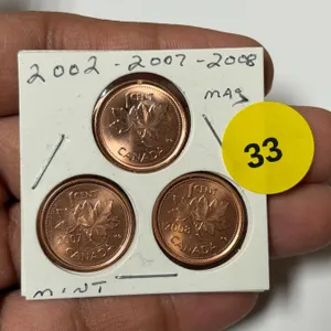 2002-2008 Canadian Small Cent, 2002,2007,2008 Magnetic,MINT