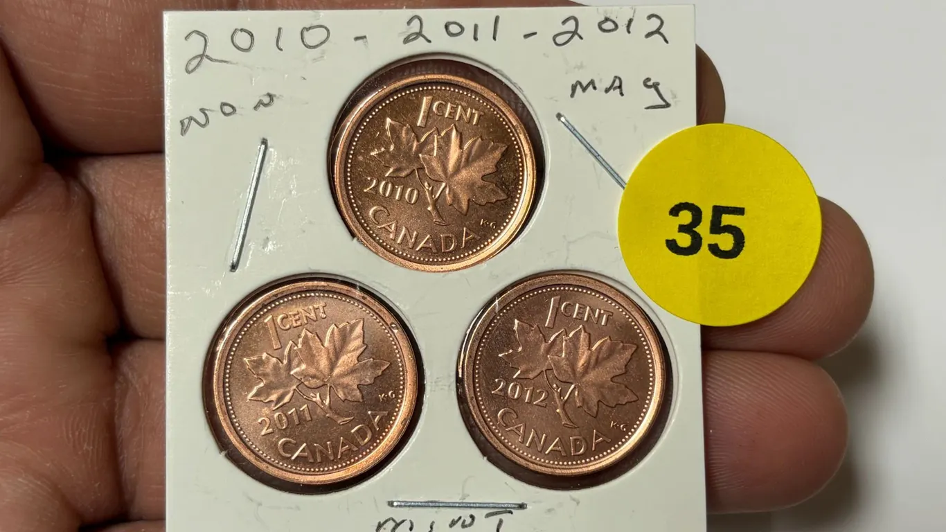 2010-2012 Canadian Small Cent, 2010,2011,2012, Non Magnetic, MINT