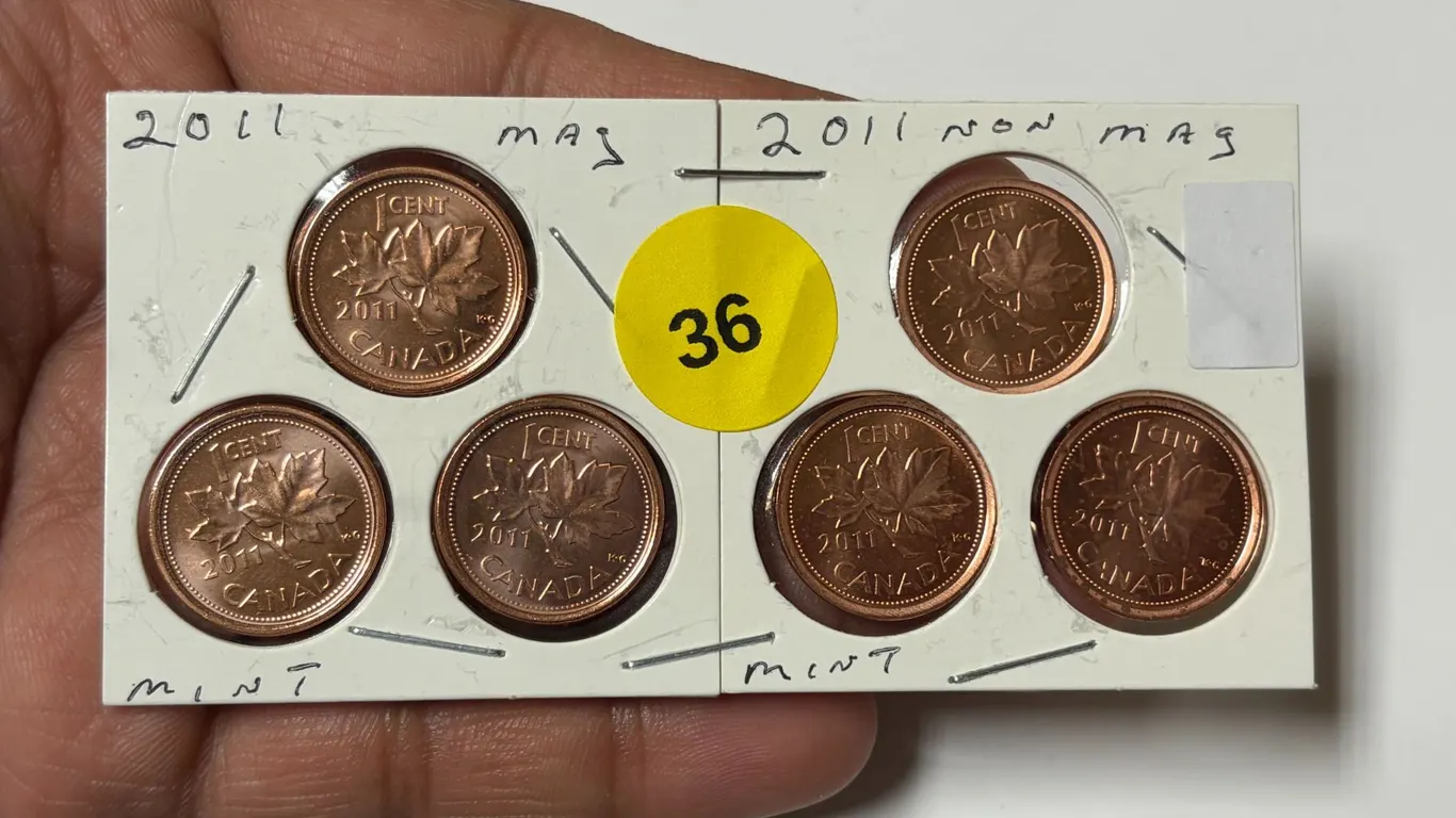 2011 Canadian Small Cent, Magnetic & Non Magnetic,MINT