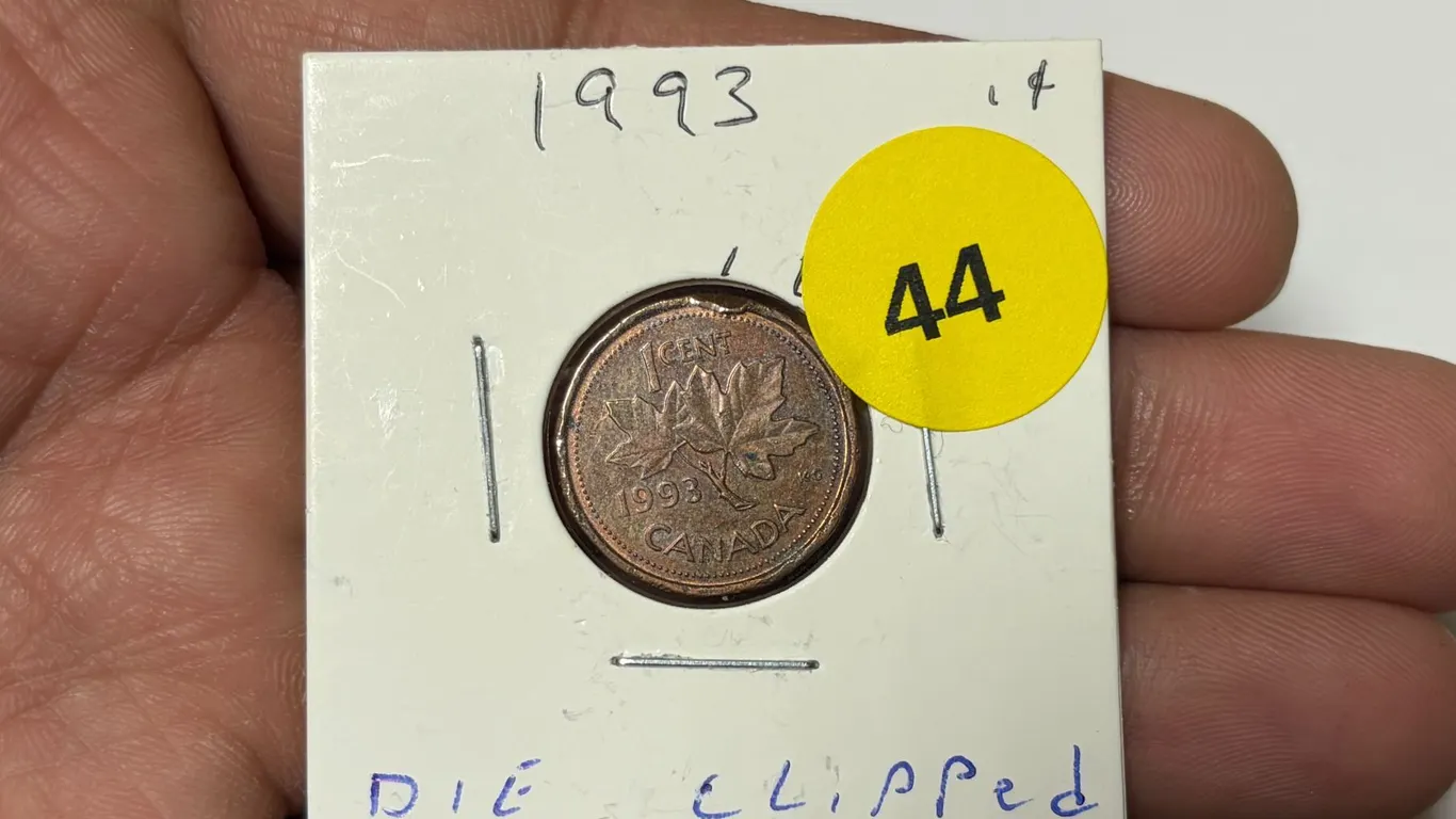 1993 Canadian Small Cent , DIE ERROR, DIE CLIPPED
