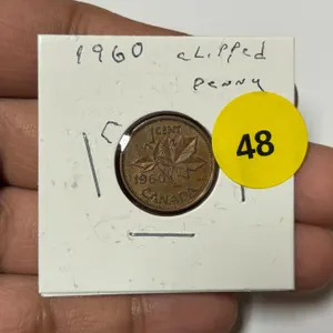 1960 Canadian Small Cent, Die Clipped Rim