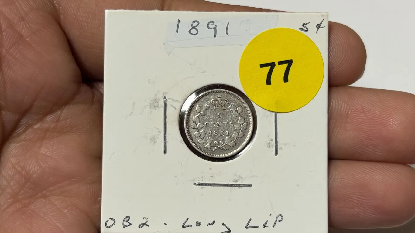 1891 Canadian Nickle, OB-2, Long Lips