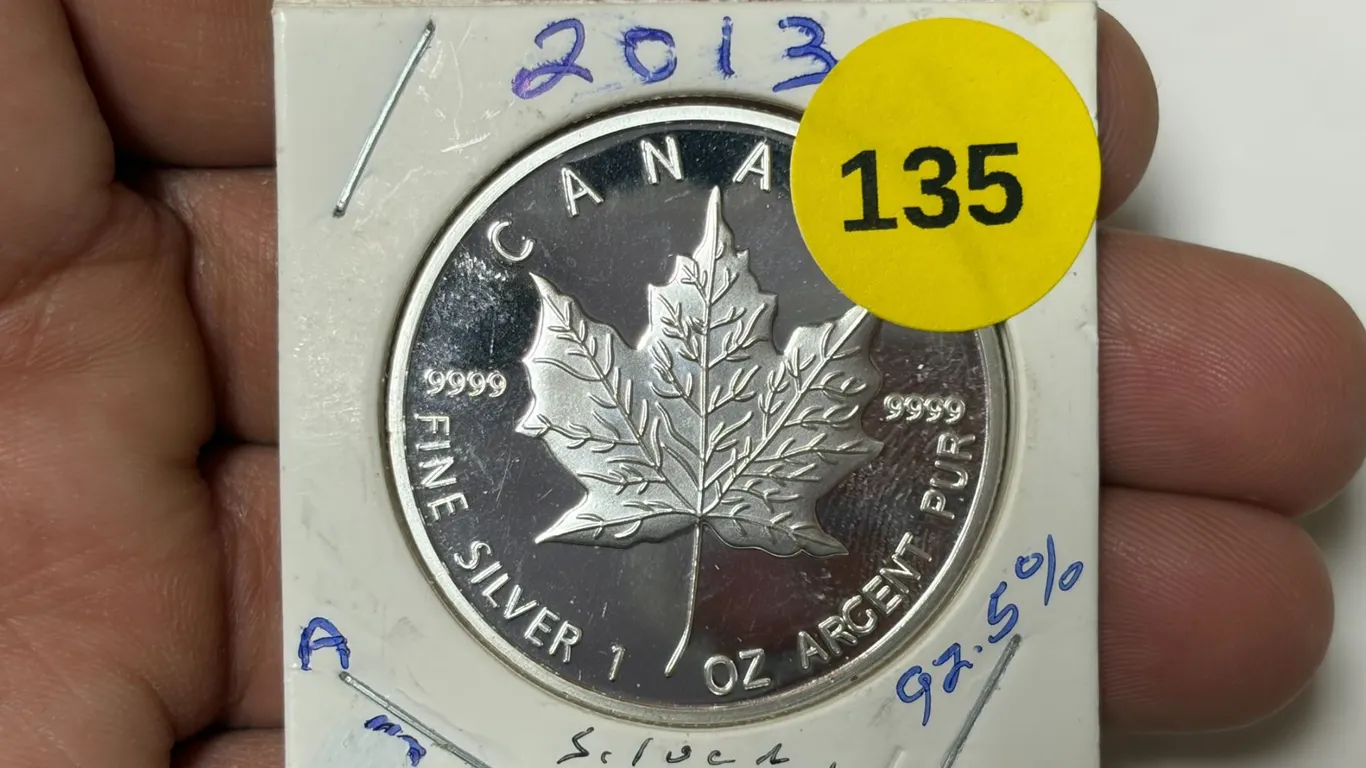 2013 Canada Maple Leaf 5 Dollar Silver Coin, Tested 925 Silver,A