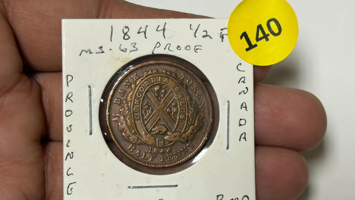 1844-1/2 P Province of Canada, Bank of Montreal 1/2 Penny,DO NOT GROUP