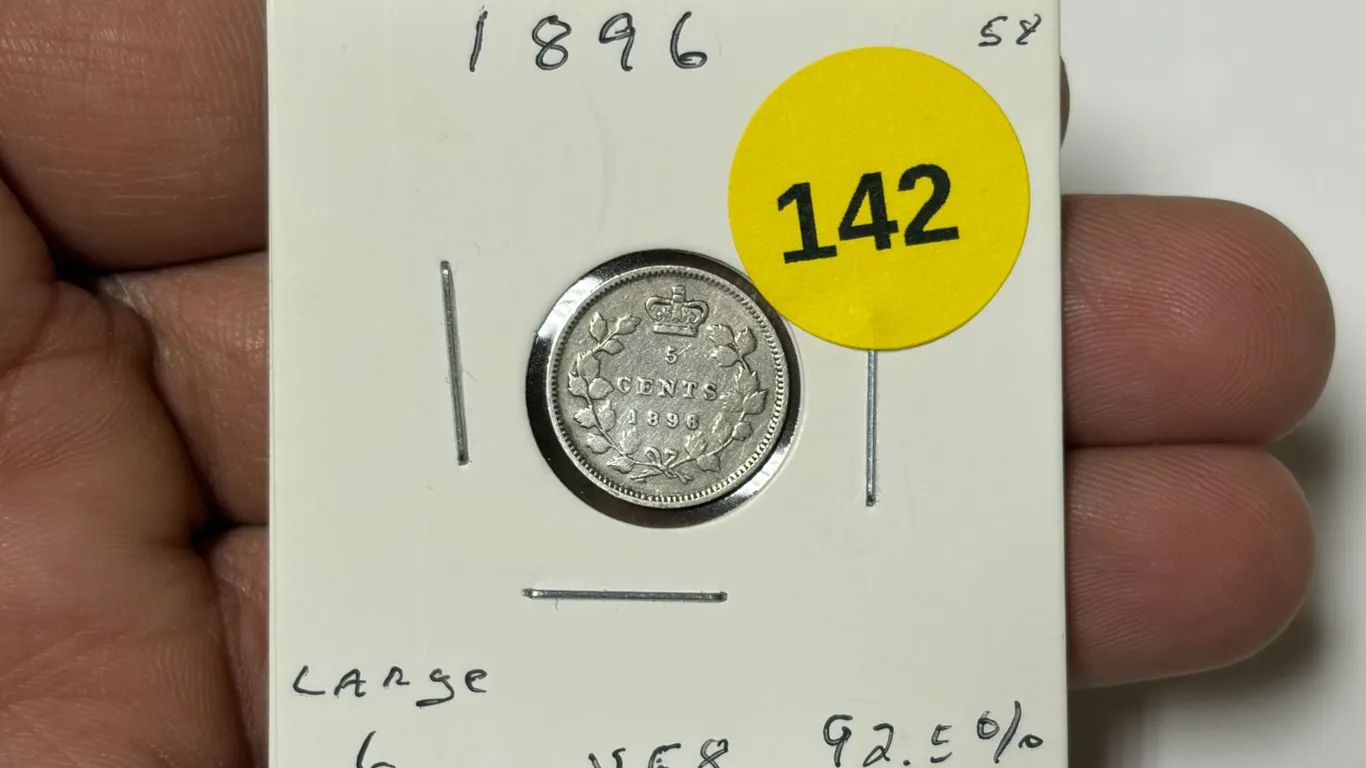 1896 Canada Silver 5 Cents - Large 6 - VG8