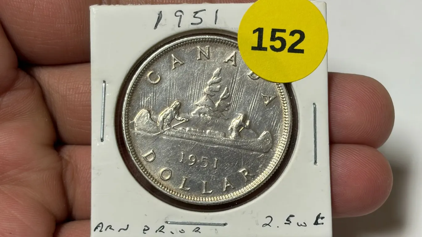 1951 Canadian Silver Dollar, ARN PRIOR 2.5 WL