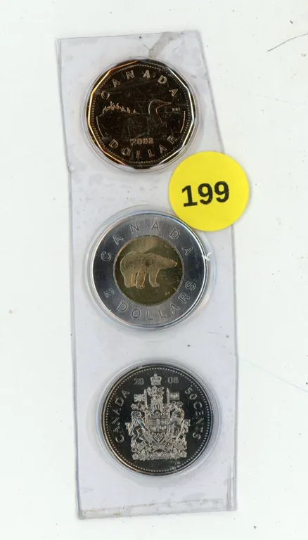 2008 Canadian Proof Coins,Half Dollar,Loonie,Toonie, CH/BU