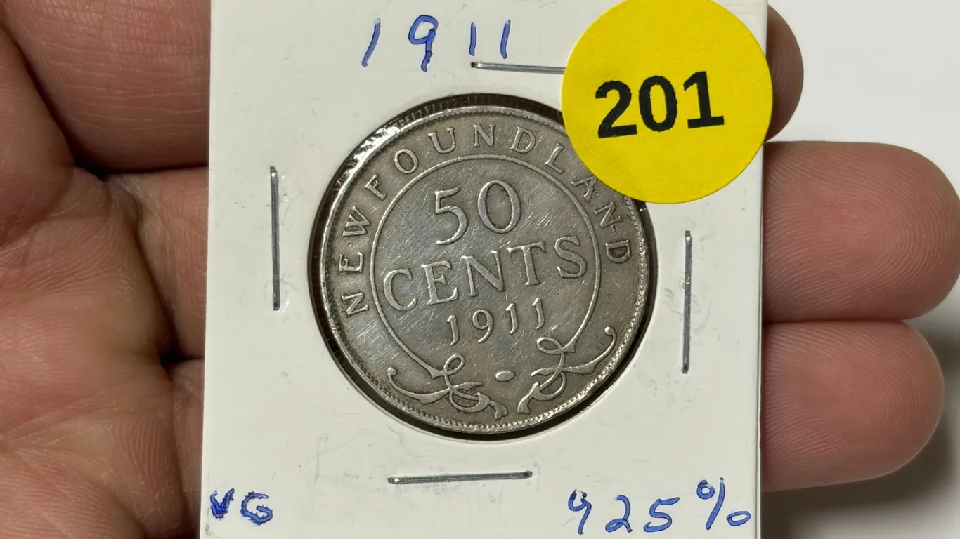 1911 New Foundland Silver 50 Cents.
