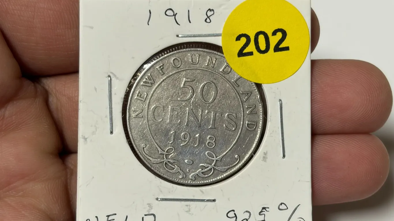 1918 New Foundland Silver 50 Cents.