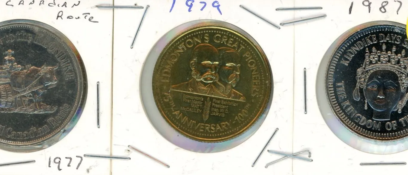 (3) Vintage Canadian municipal trade dollars/tokens issued for Edmonton's annual Klondike Days festi