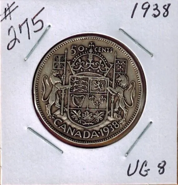1938 CANADIAN SILVER 50 CENT COIN