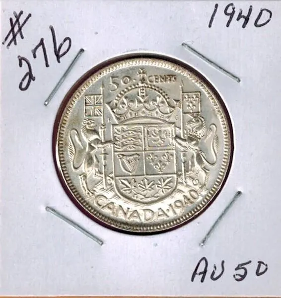 1940 CANADIAN SILVER 50 CENT COIN