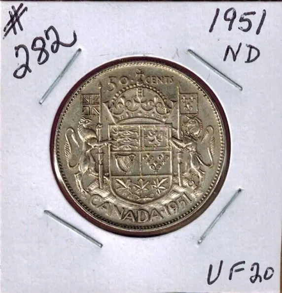 1951 CANADIAN SILVER 50 CENT COIN - NARROW DATE