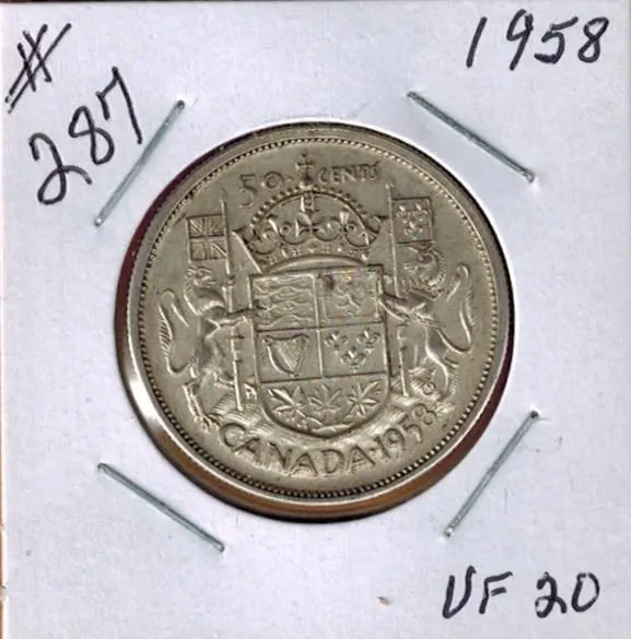 1958 CANADIAN SILVER 50 CENT COIN