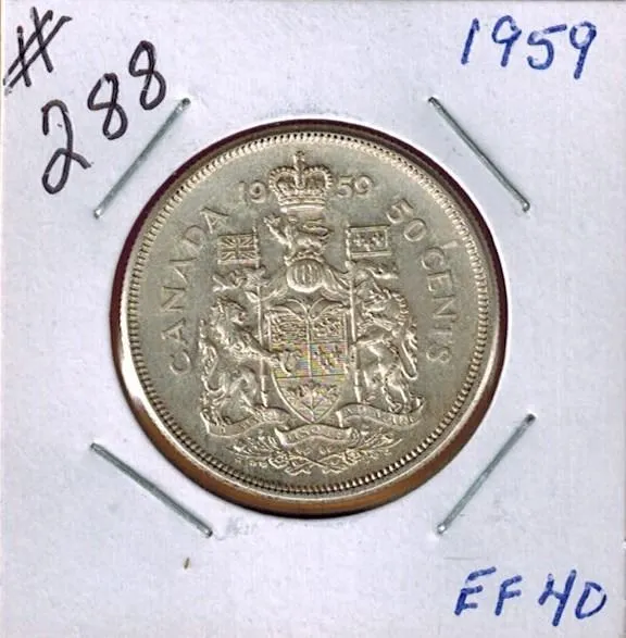 1959 CANADIAN SILVER 50 CENT COIN