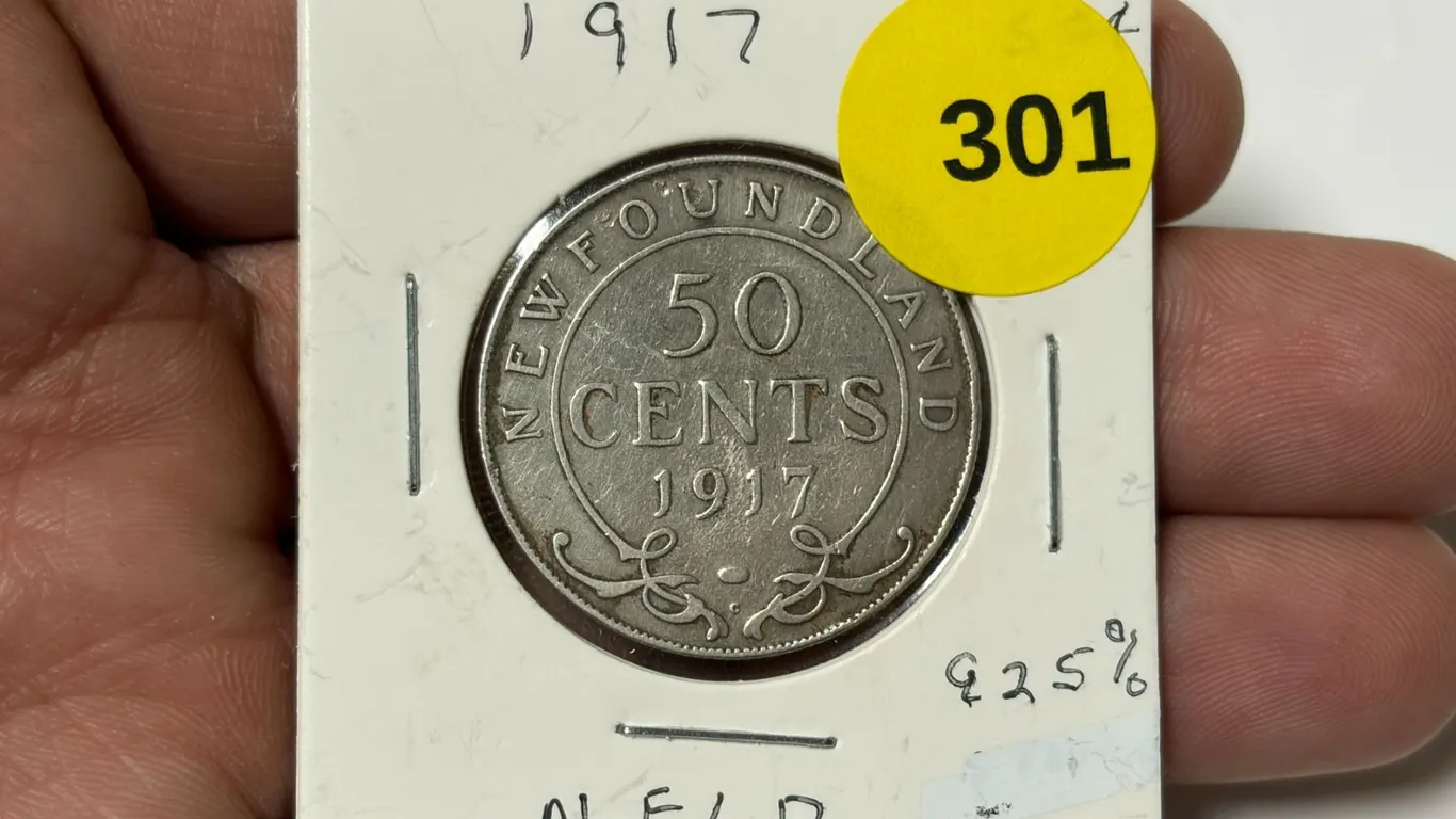 1917 New Found Land Silver Half dollar, 925 %