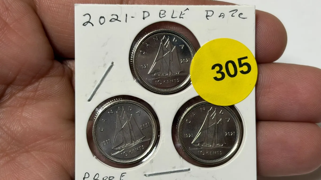 2021 Canadian Dimes, DBLE Date, PROOF