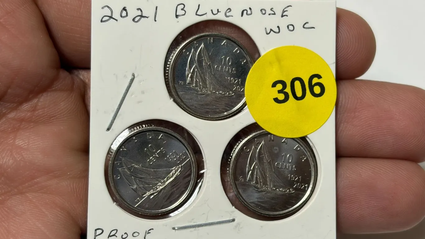 (3) 2021 Canadian Blue Nose Dimes WOC, PROOF
