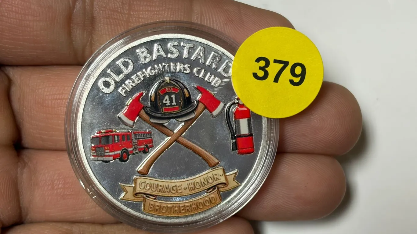 Old Bastard Fire Fighter Club Steel Coin, Life Time Member