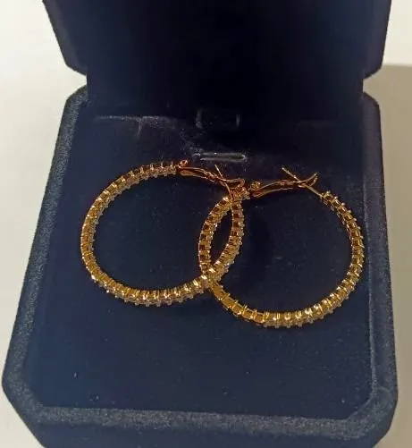 5) NEW 18K Gold Plated Simulated Diamond (CZ) Hoop Earrings