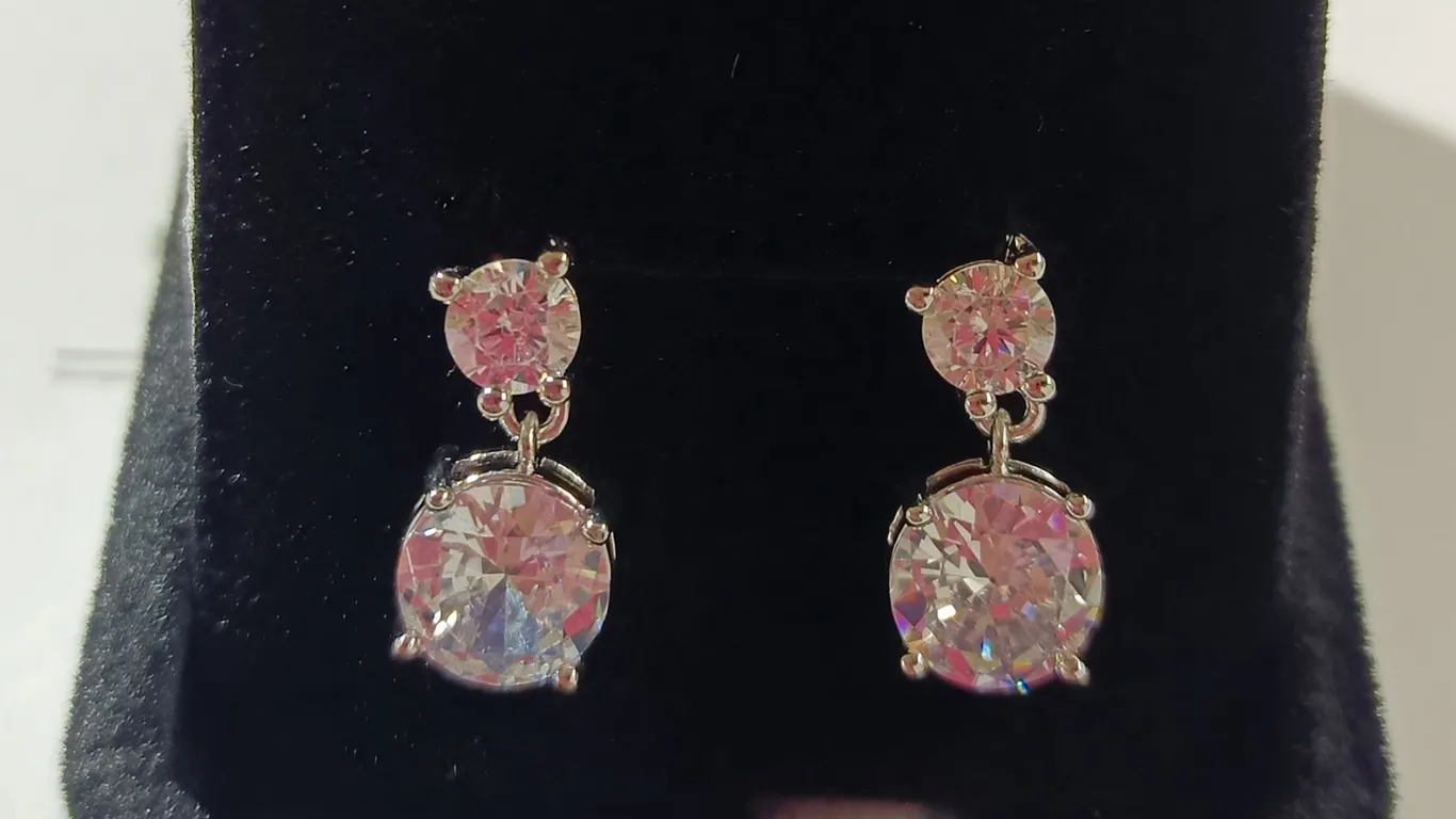 9) NEW Sterling Silver 0.5ct+2.0ct Simulated Diamond (CZ) Dangle Earrings