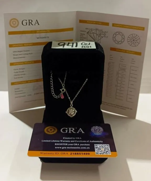 21) NEW 925S 1.0ct Moissanite Lab Diamond Necklace, Retail $1525.00