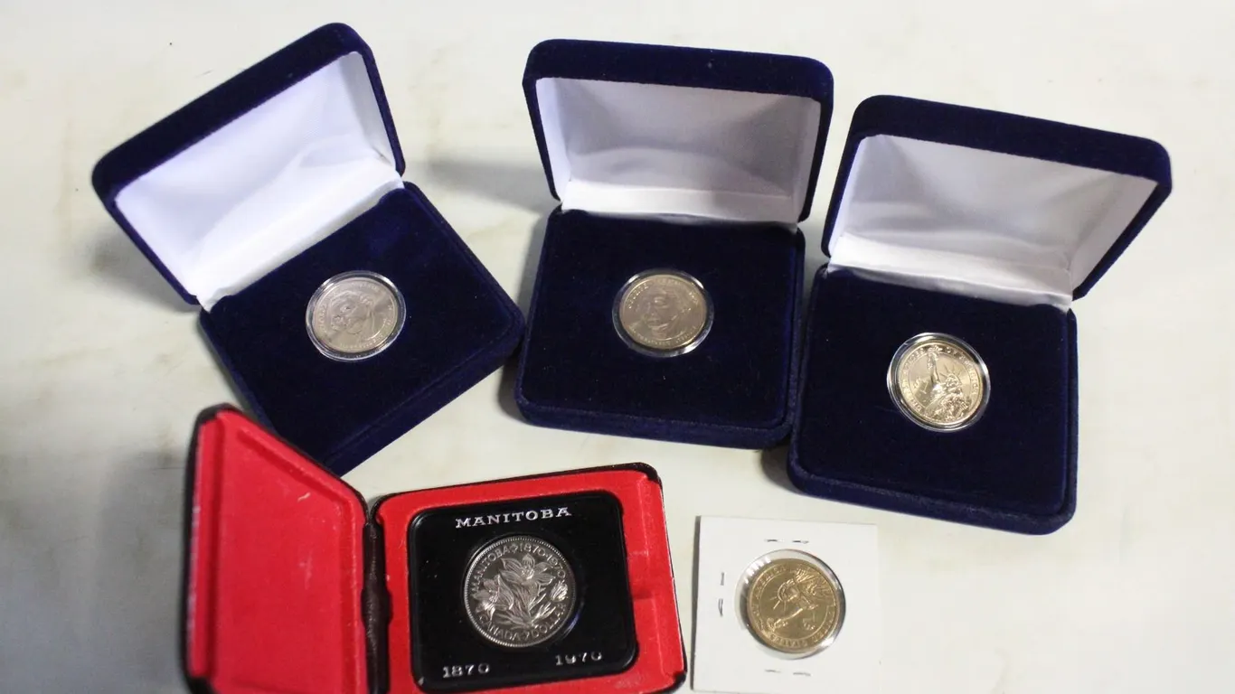 LOT OF 4 USA DOLLAR COINS WITH CASES