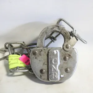 RAILWAY SWITCH LOCK STAMPED CNR WITH CHAIN