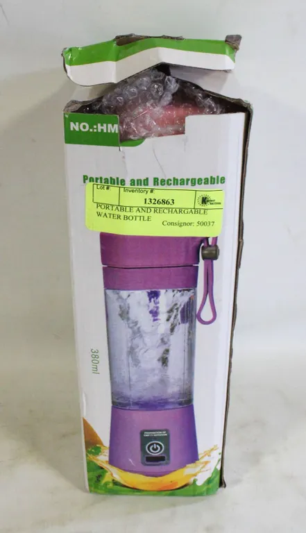 PORTABLE AND RECHARGABLE WATER BOTTLE