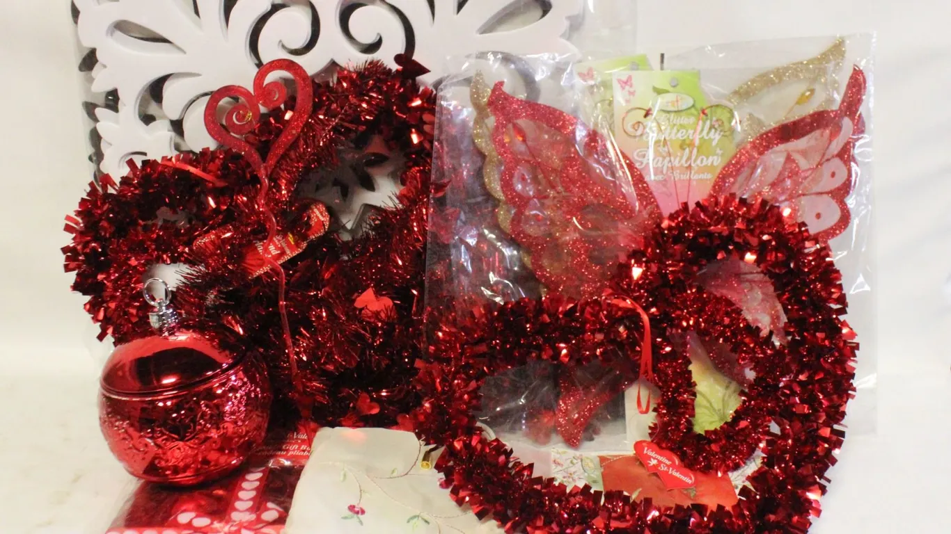 BOX WITH NEW ITEMS INCLUDING PARTYLITE RED