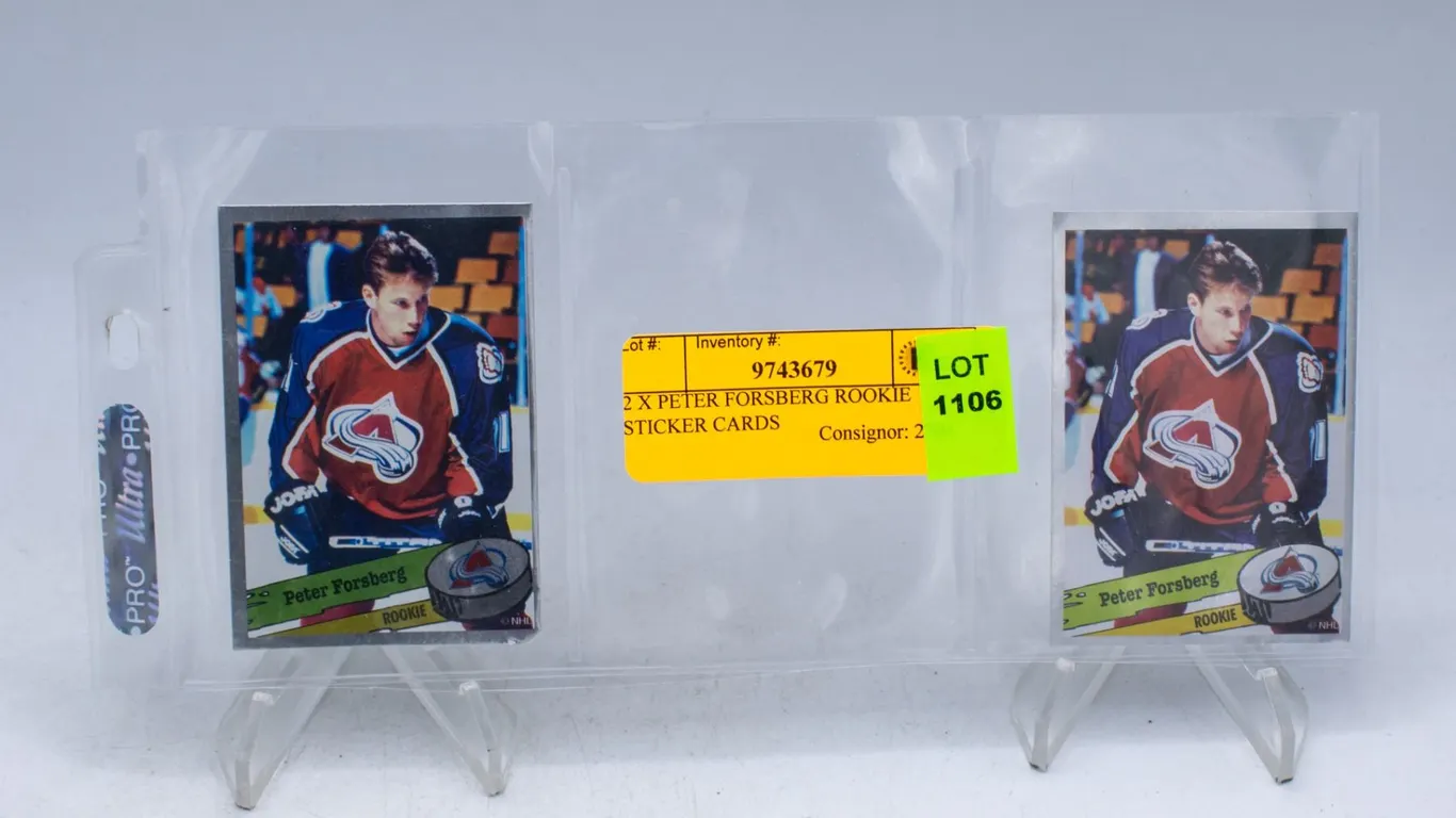 2 X PETER FORSBERG ROOKIE STICKER CARDS