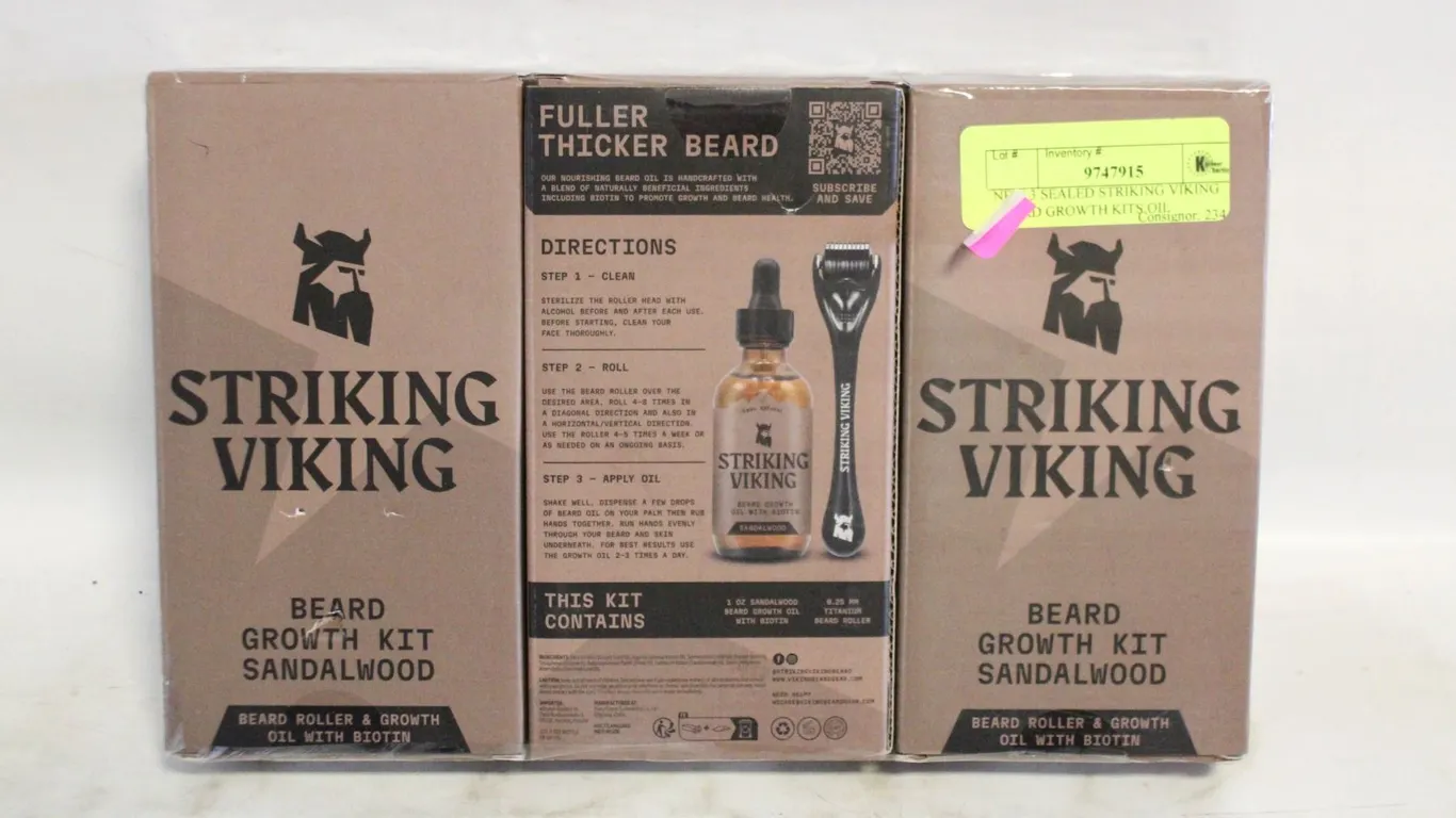 NEW 3 SEALED STRIKING VIKING BEARD GROWTH KITS OIL