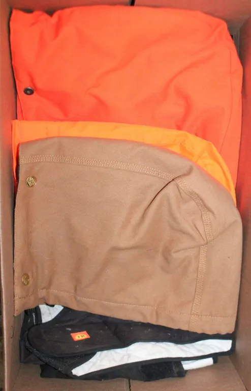 10 SAFETY JACKET HOODS, FR BLACK, TAN & ORANGE