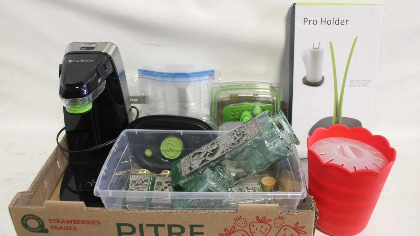FLAT OF FOOD SAVER + SPICE JARS