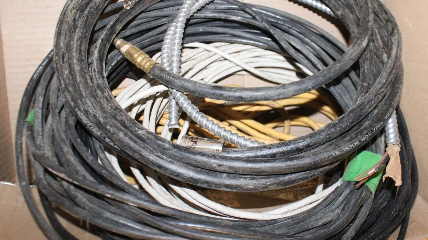 BOX OF COAX CABLE AND WIRES